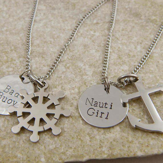 Nauti Girl Bad Buoy Stainless Steel Couples Necklaces
